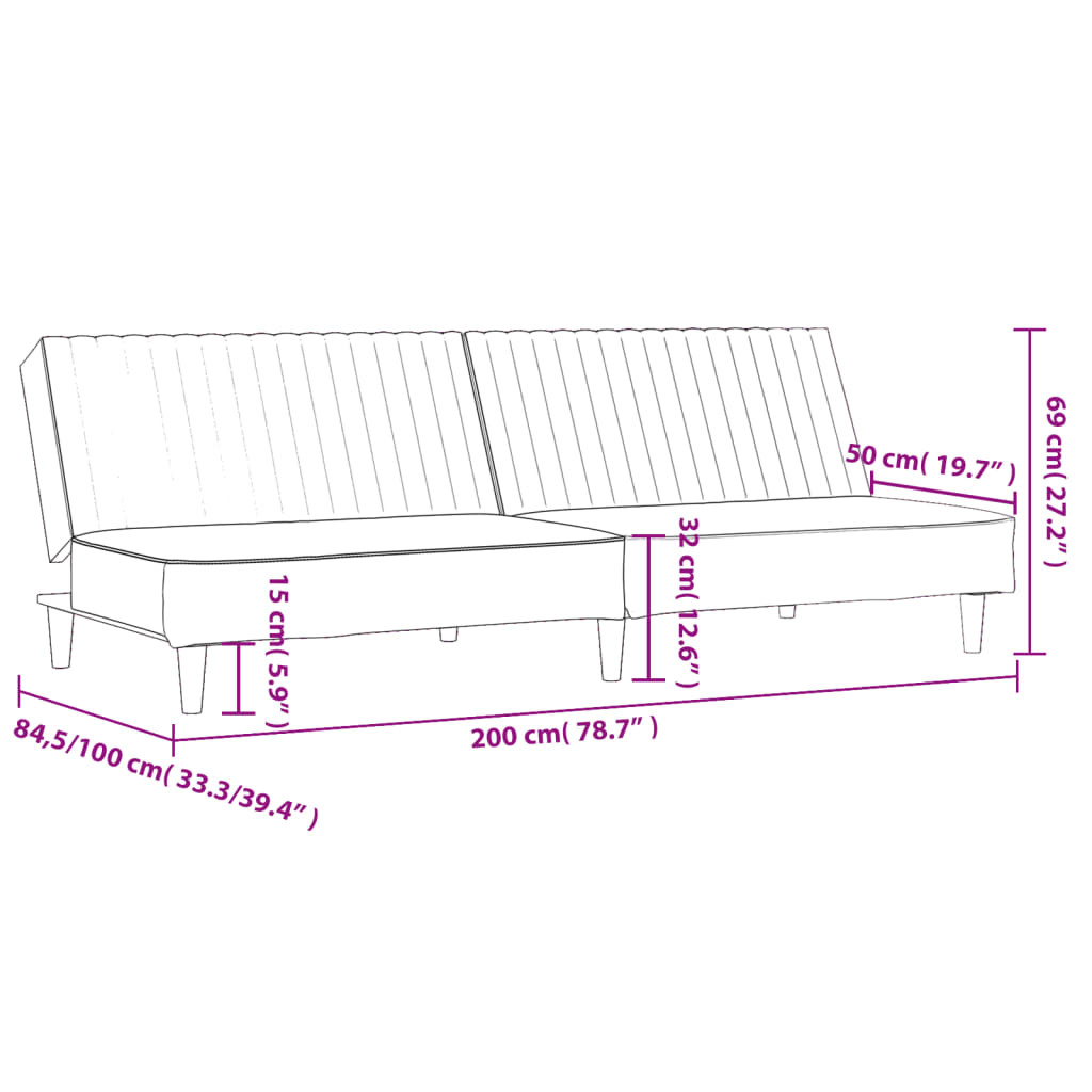 vidaXL Schlafsofa 2-Sitzer Braun Samt