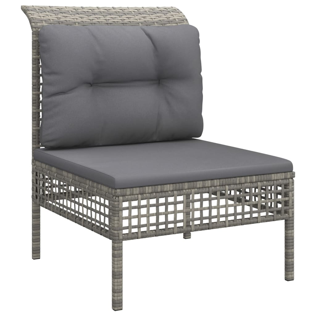 vidaXL 5-tlg. Garten-Lounge-Set mit Kissen Grau Poly Rattan