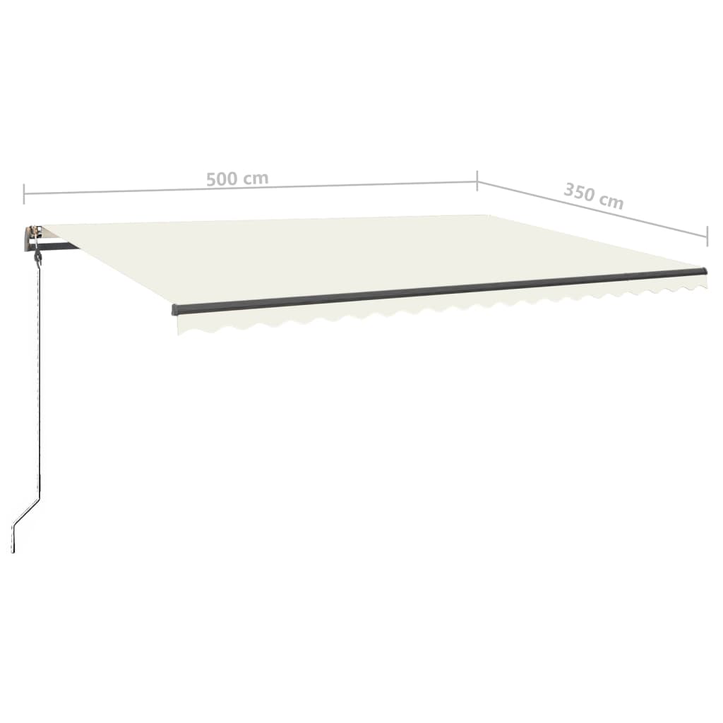 vidaXL Markise Manuell Einziehbar mit LED 500x350 cm Creme