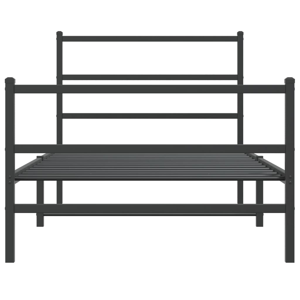 vidaXL Bettgestell mit Kopf- und Fußteil Metall Schwarz 107x203 cm