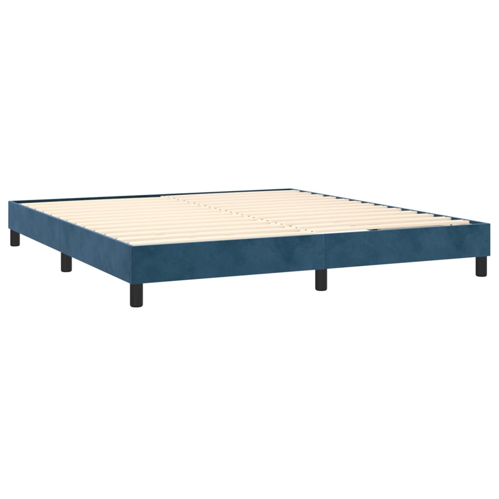 vidaXL Boxspringbett mit Matratze Dunkelblau 160x200 cm Samt