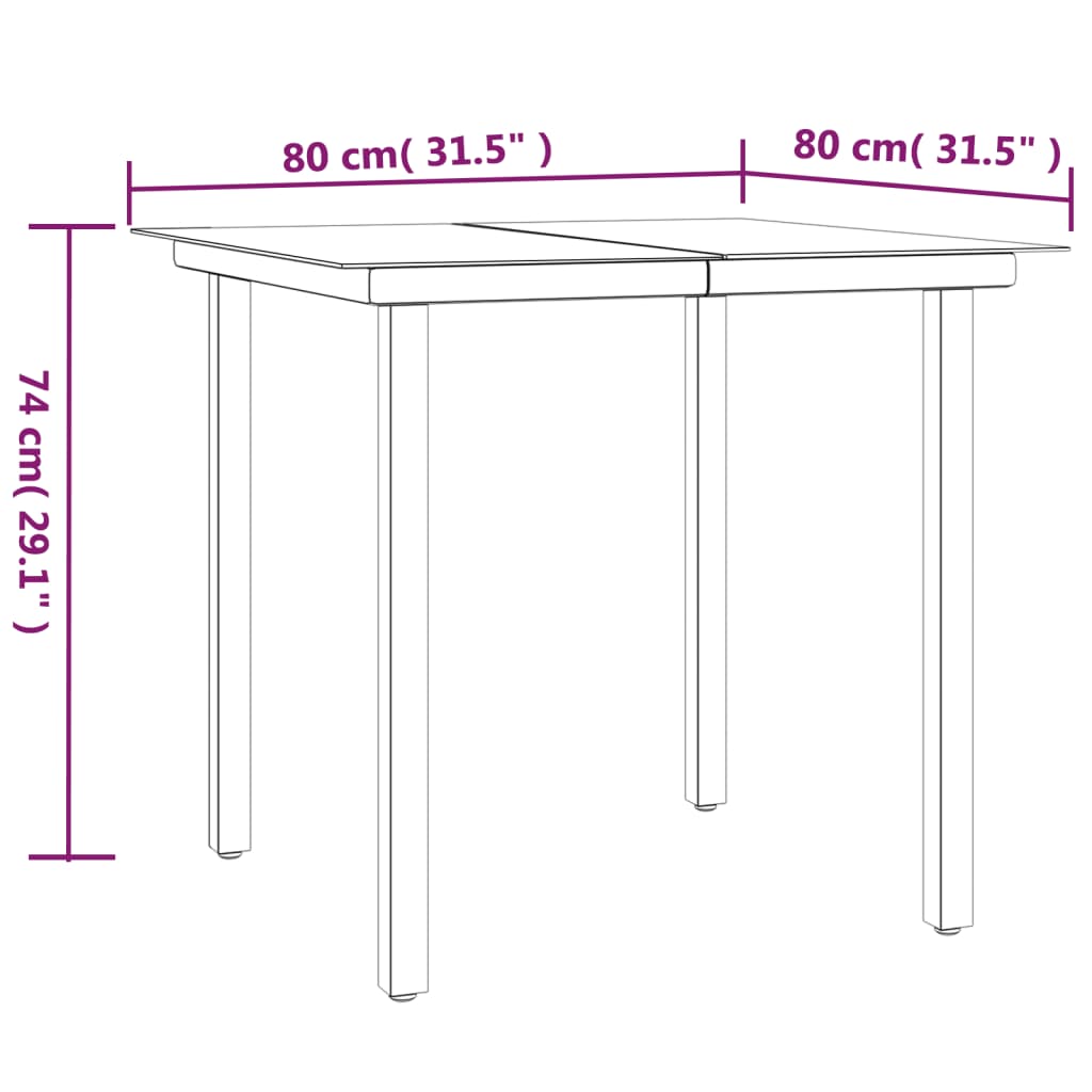 vidaXL 3-tlg. Garten-Essgruppe mit Kissen Schwarz Poly Rattan