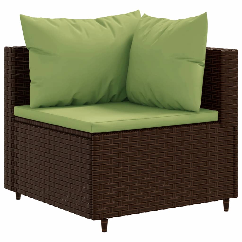 vidaXL 7-tlg. Garten-Lounge-Set mit Kissen Braun Poly Rattan