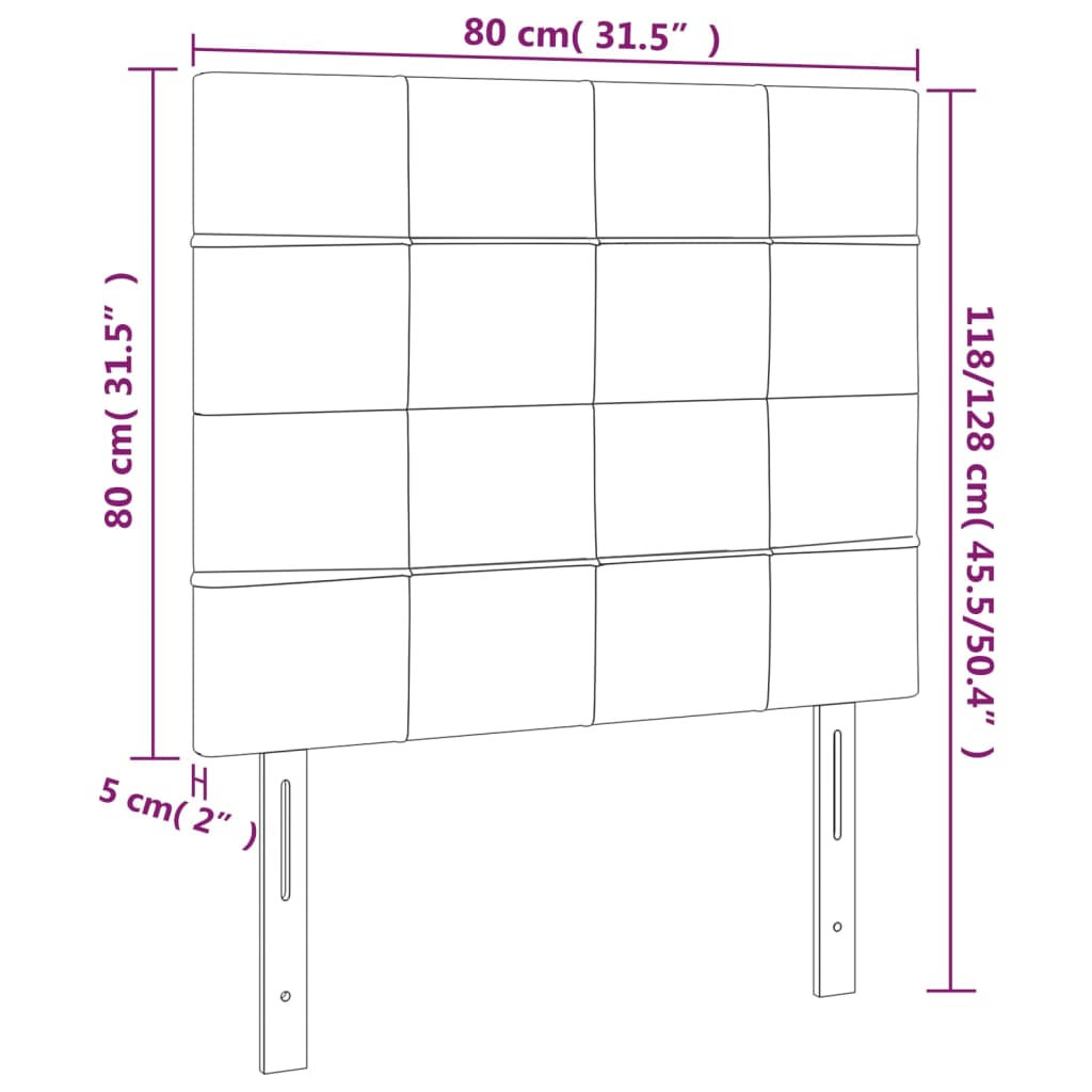 vidaXL LED Kopfteil Dunkelbraun 80x5x118/128 cm Stoff