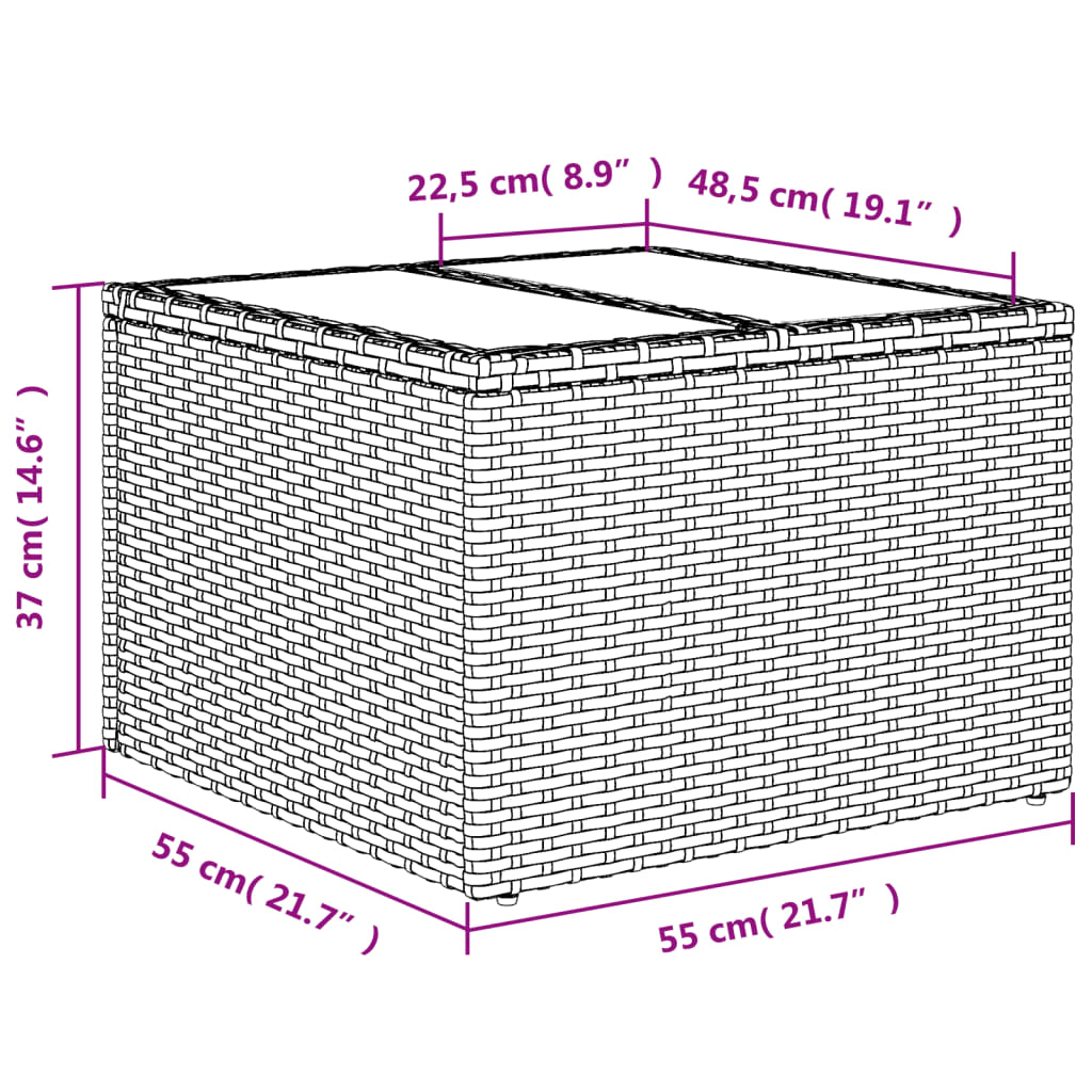 vidaXL 9-tlg. Garten-Sofagarnitur mit Kissen Schwarz Poly Rattan