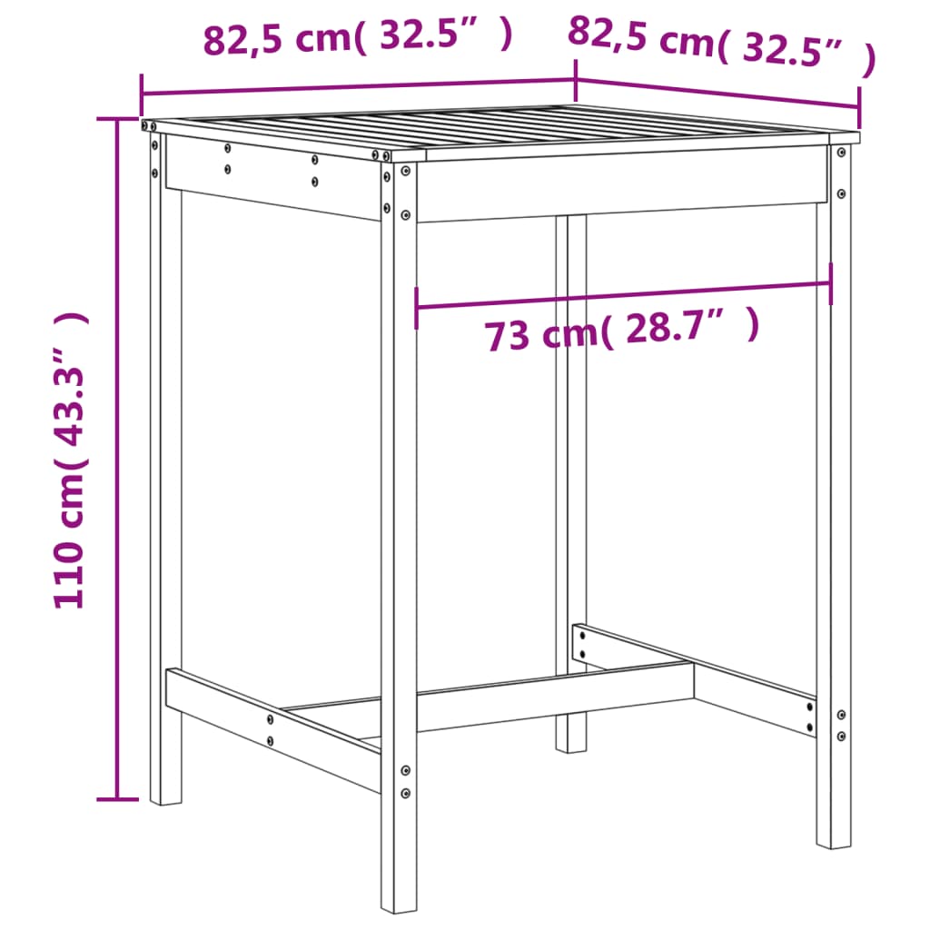 vidaXL 3-tlg. Gartenbar-Set Schwarz Massivholz Kiefer