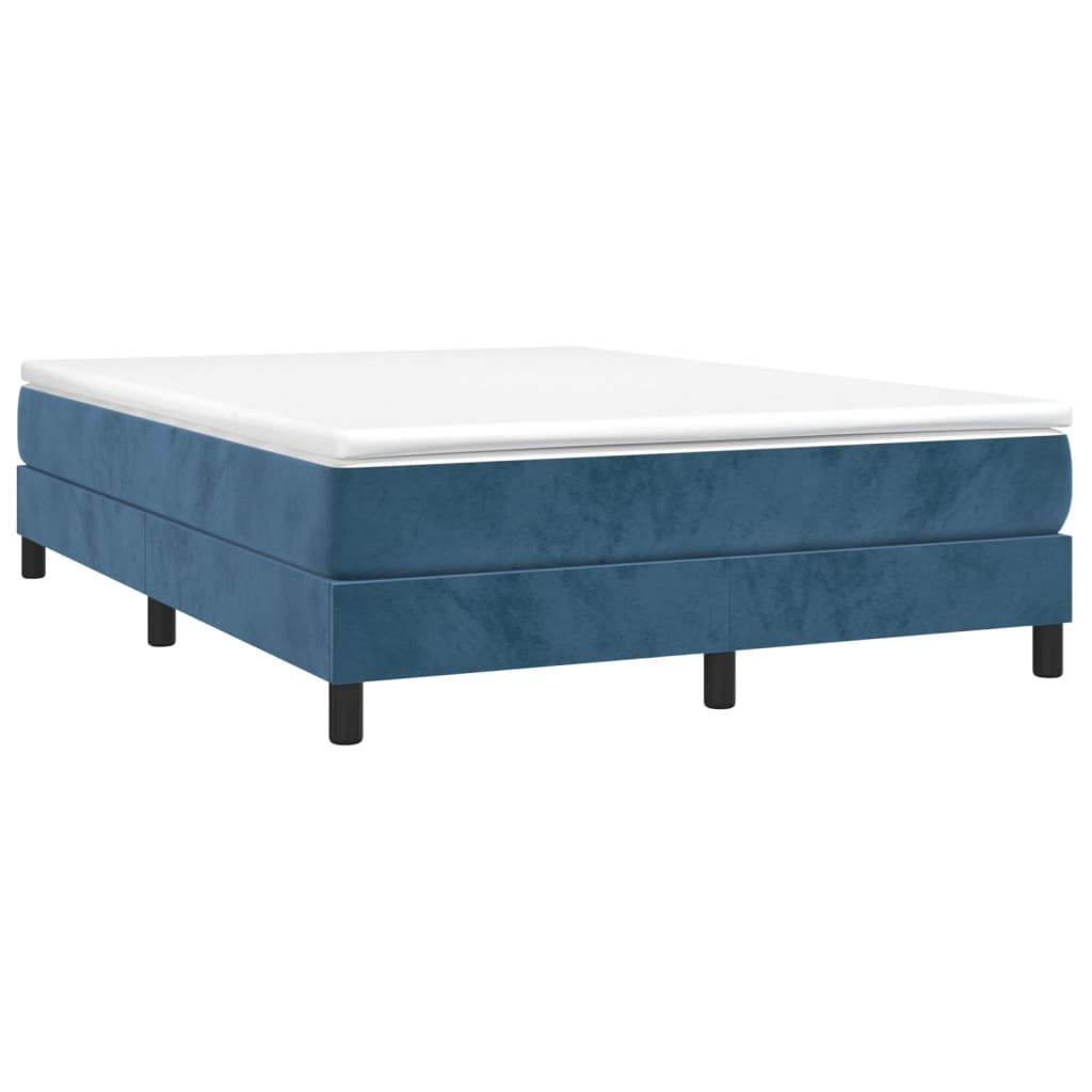 vidaXL Boxspringbett mit Matratze Dunkelblau 140x190 cm Samt