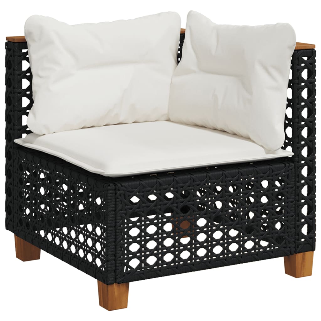 vidaXL 5-tlg. Garten-Sofagarnitur mit Kissen Schwarz Poly Rattan