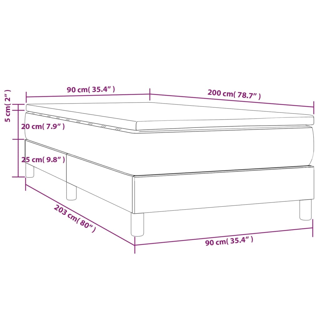 vidaXL Boxspringbett mit Matratze Creme 90x200 cm Stoff