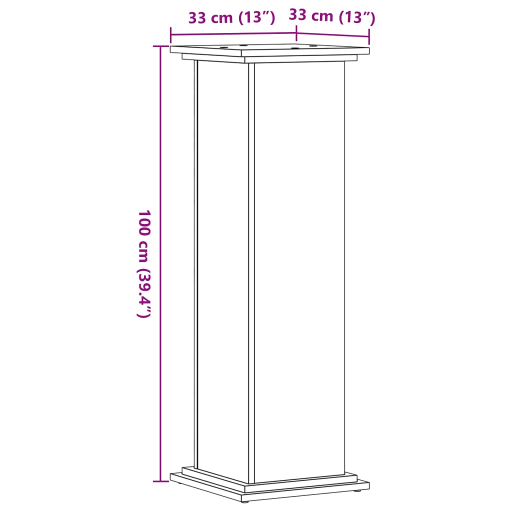 vidaXL Pflanzenständer Altholz-Optik 33x33x100 cm Holzwerkstoff