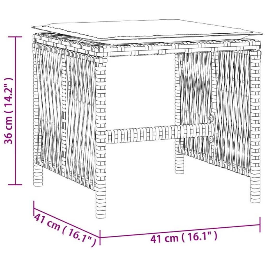 vidaXL Gartenhocker mit Kissen 4 Stk. Braun 41x41x36 cm Poly Rattan