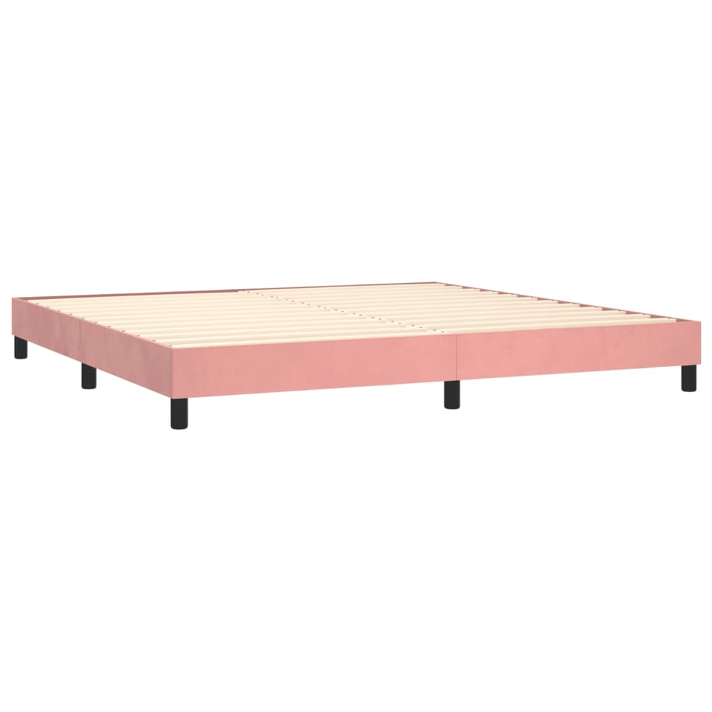 vidaXL Boxspringbett mit Matratze & LED Rosa 200x200 cm Samt