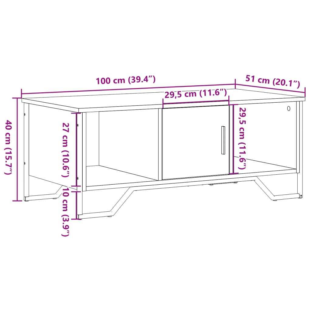 vidaXL Couchtisch Schwarz 100x51x40 cm Holzwerkstoff