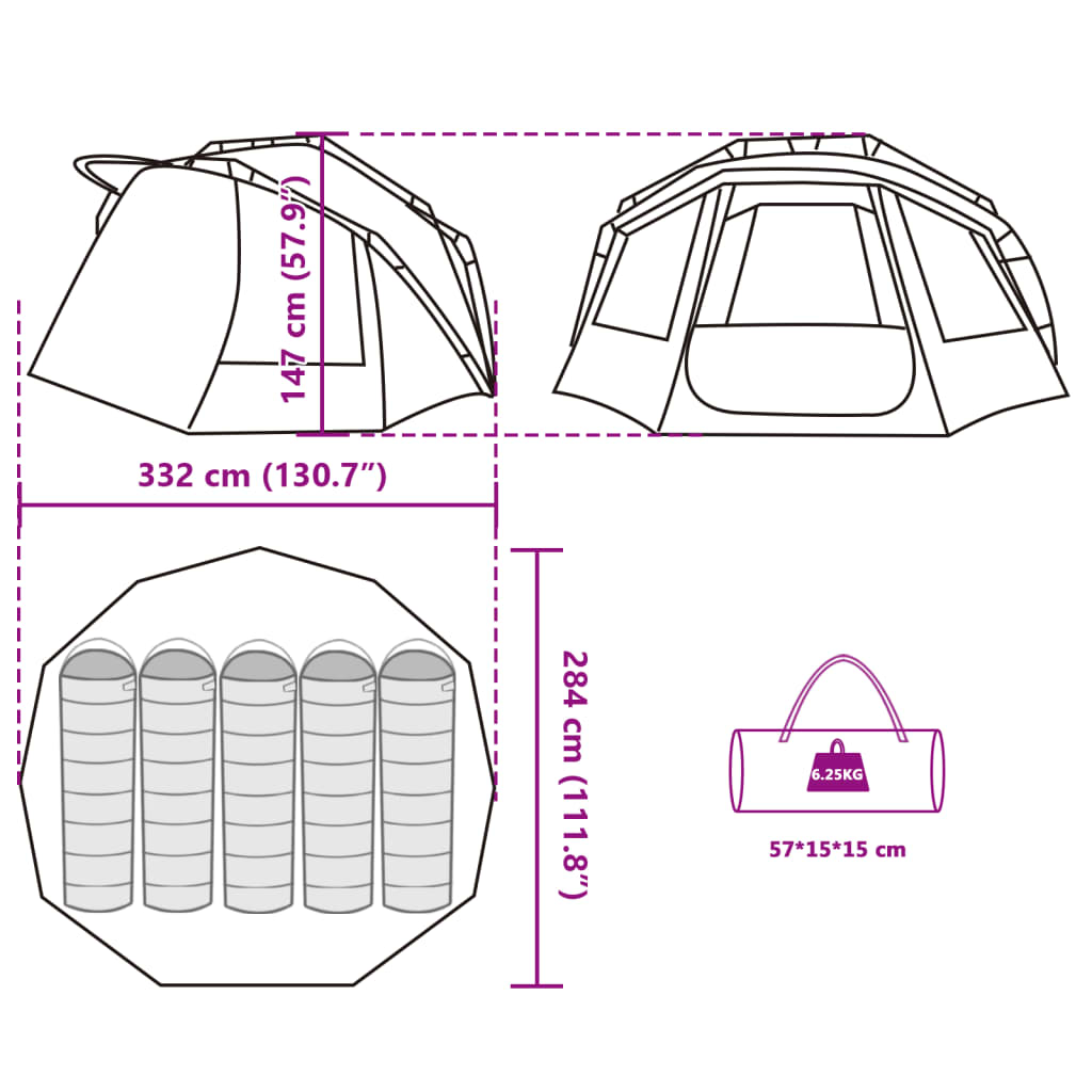 vidaXL Angelzelt 5 Personen Tarnmuster Wasserdicht