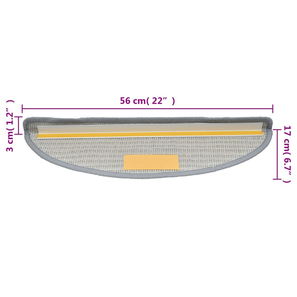 vidaXL Treppenmatten 15 Stk. Grau 56x17x3 cm