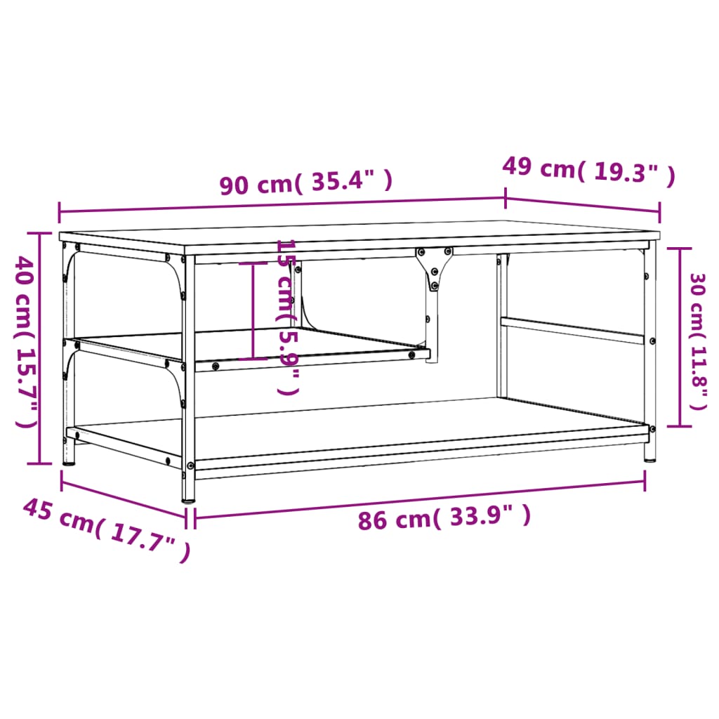 vidaXL Couchtisch Schwarz 90x49x40 cm Holzwerkstoff