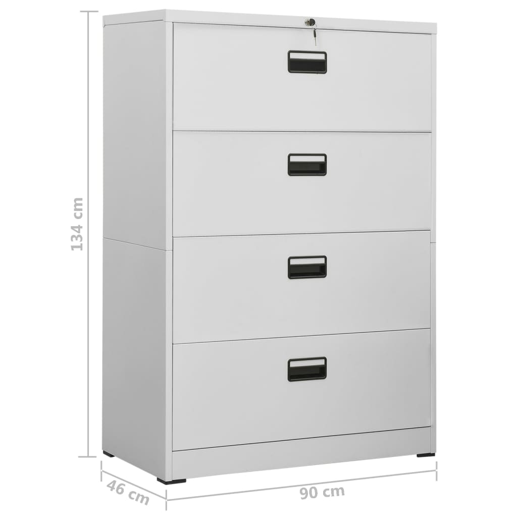 vidaXL Aktenschrank Hellgrau 90x46x134 cm Stahl