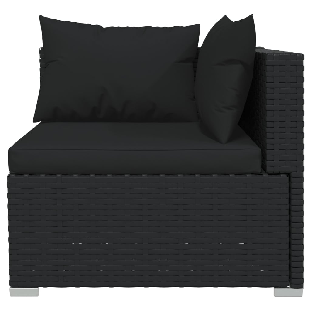 vidaXL 11-tlg. Garten-Lounge-Set mit Kissen Poly Rattan Schwarz