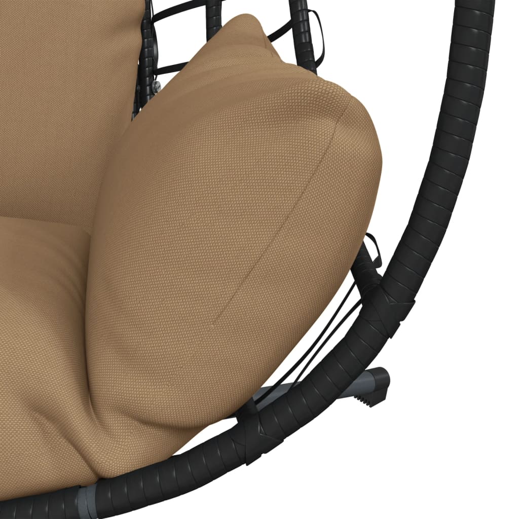 vidaXL Hängesessel Ei-Design mit Ständer Taupe Rattan und Stahl