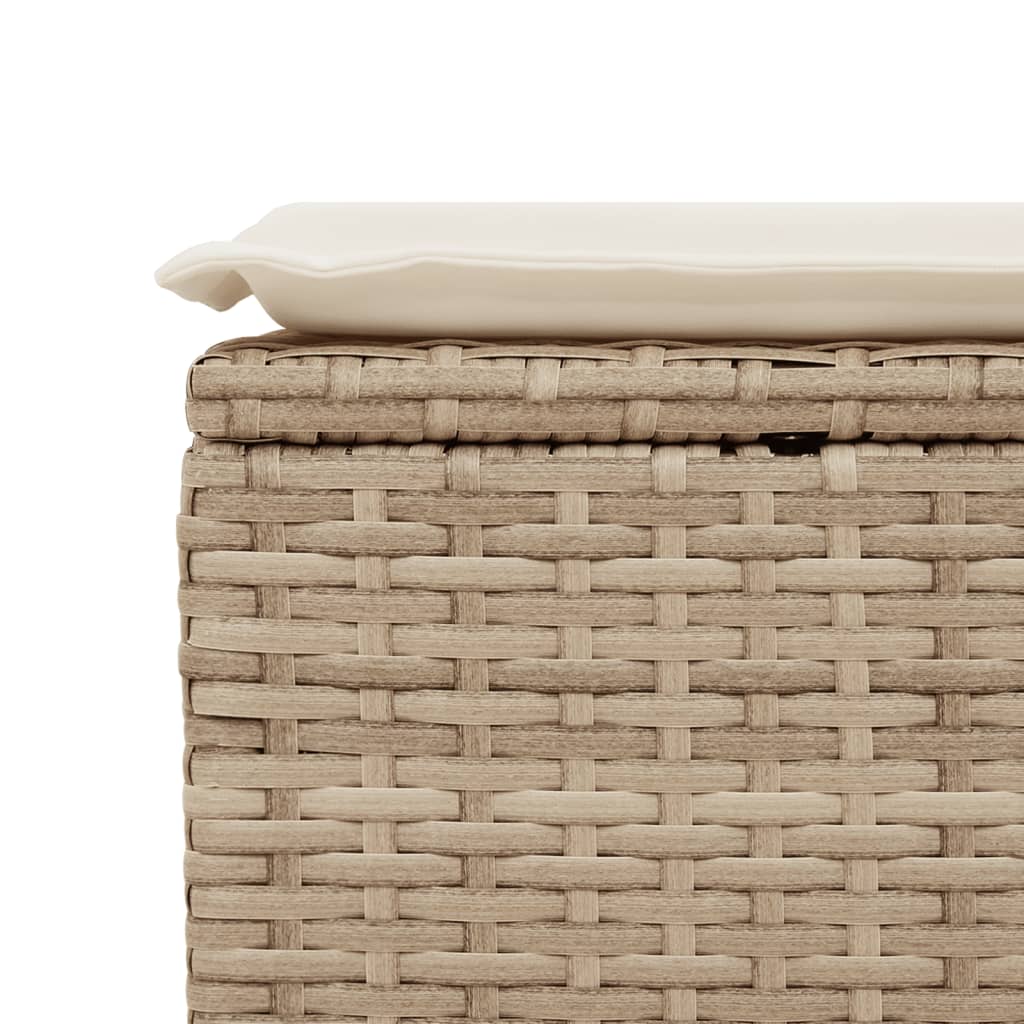 vidaXL Gartenhocker mit Kissen Beige 55x55x37 cm Poly Rattan