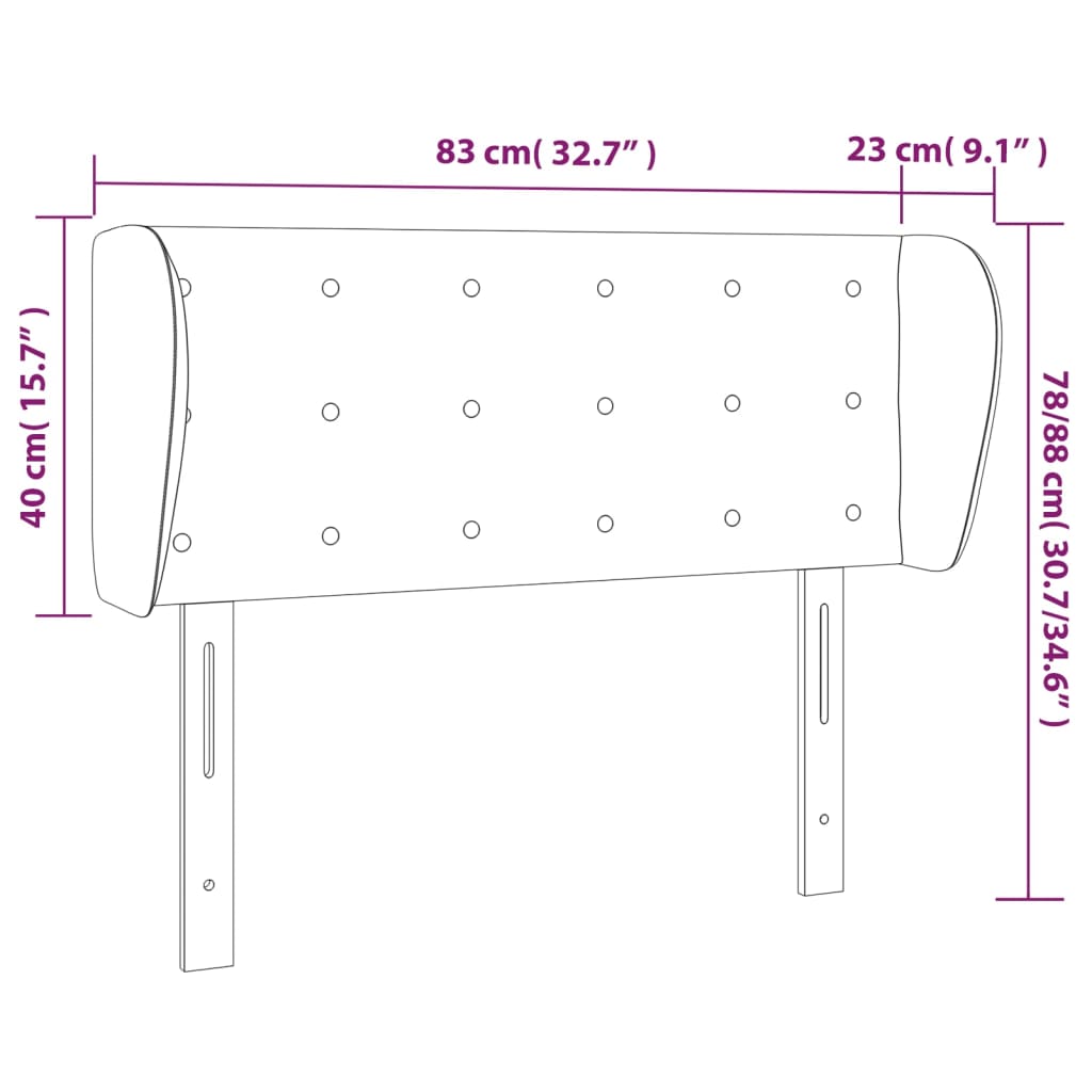 vidaXL Kopfteil mit Ohren Dunkelgrau 83x23x78/88 cm Stoff