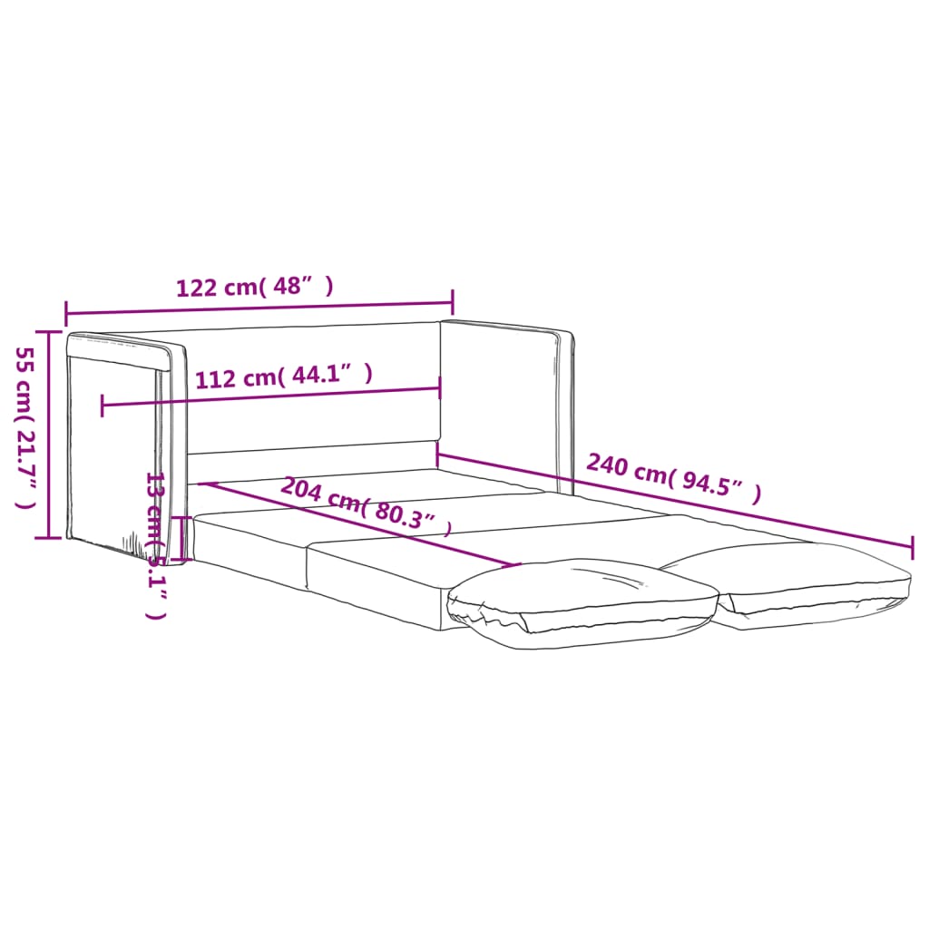 vidaXL Bodensofa mit Schlaffunktion Dunkelgelb 122x204x55 cm Samt