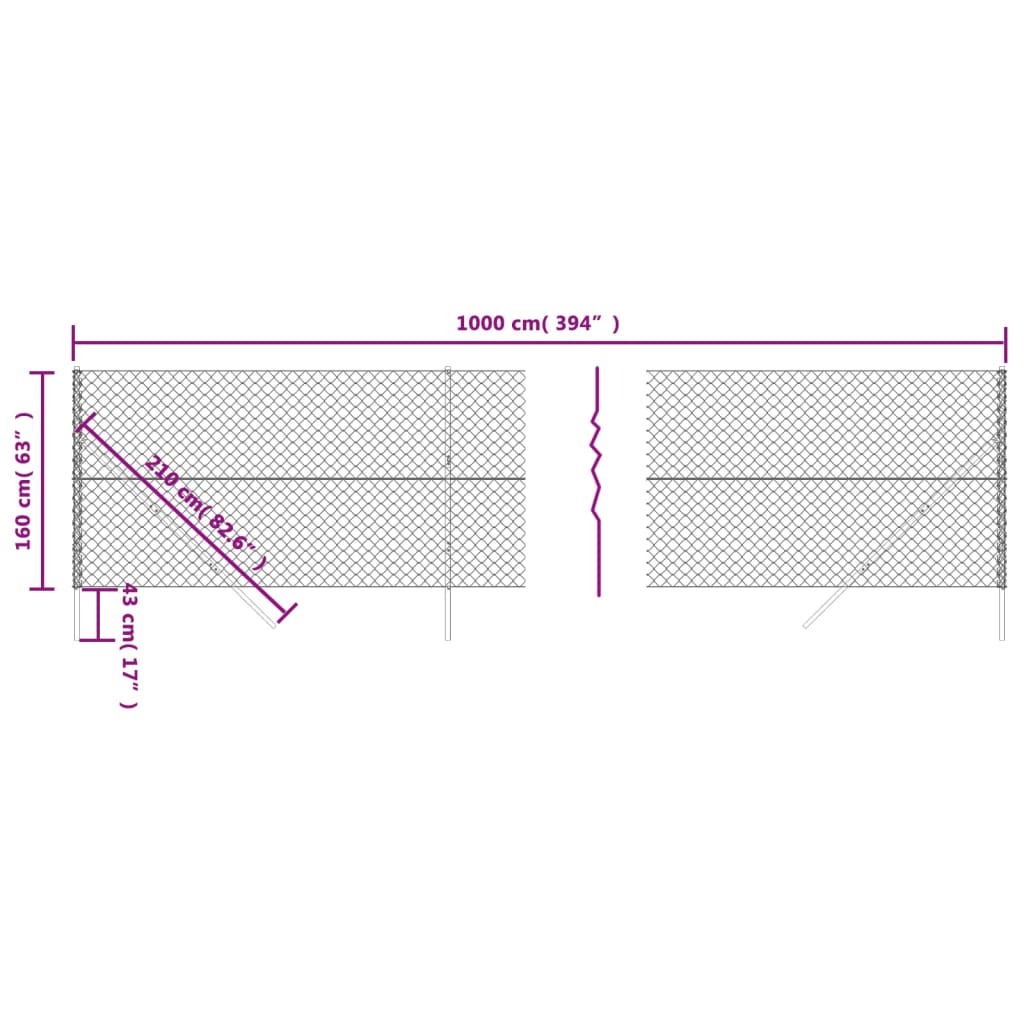 vidaXL Maschendrahtzaun Grün 1,6x10 m