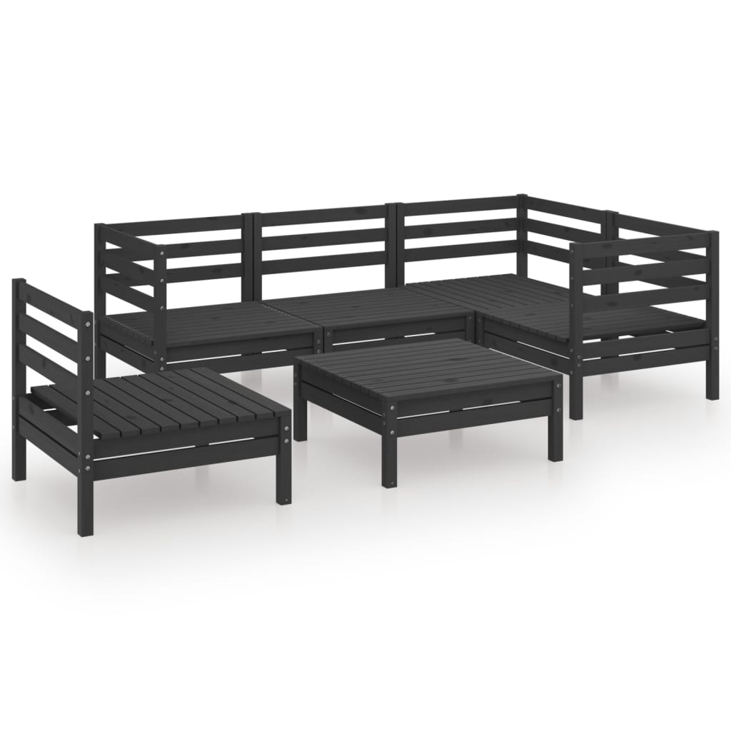 vidaXL 6-tlg. Garten-Lounge-Set Massivholz Kiefer Schwarz