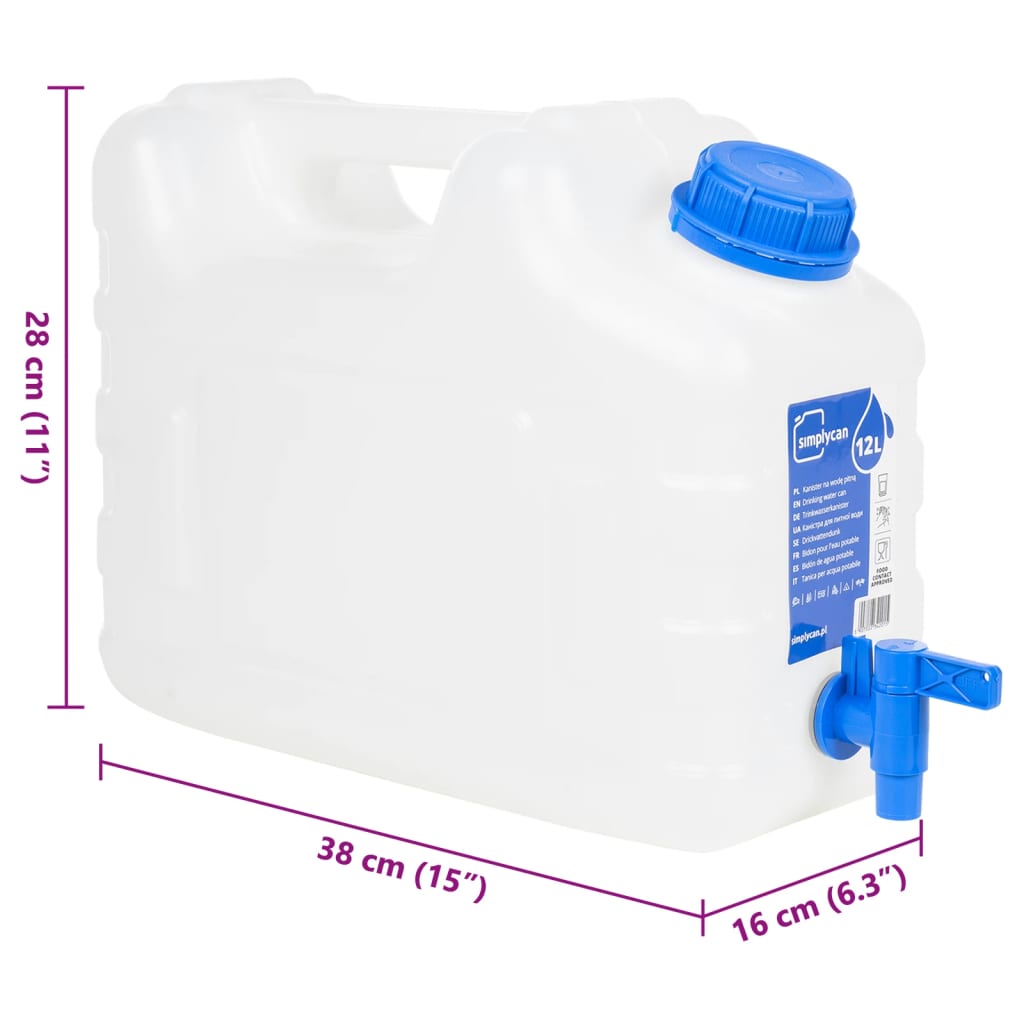 vidaXL Wasserbehälter mit Hahn Transparent 10 L Kunststoff