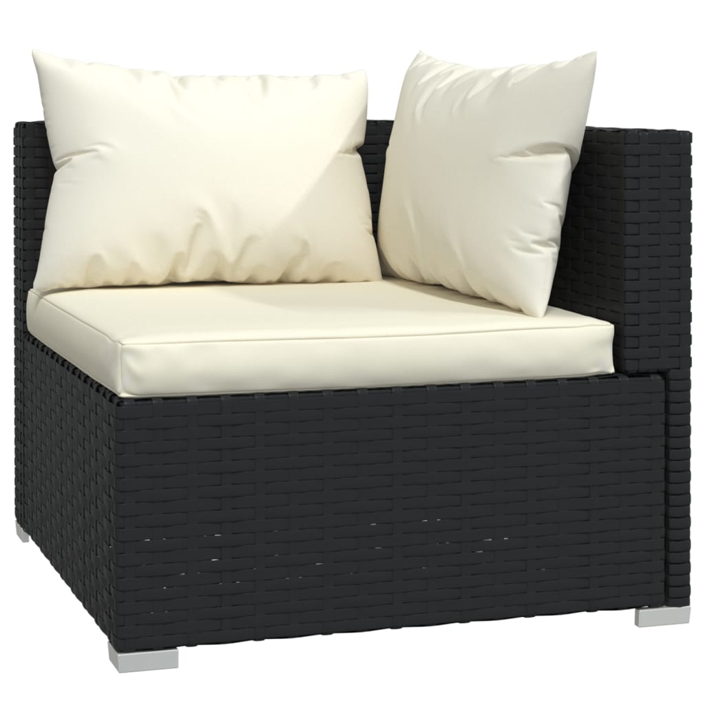 vidaXL 7-tlg. Garten-Lounge-Set mit Kissen Poly Rattan Schwarz