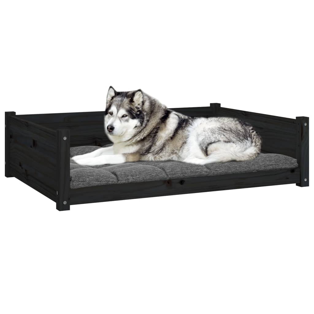 vidaXL Hundebett Schwarz 105,5x75,5x28 cm Massivholz Kiefer