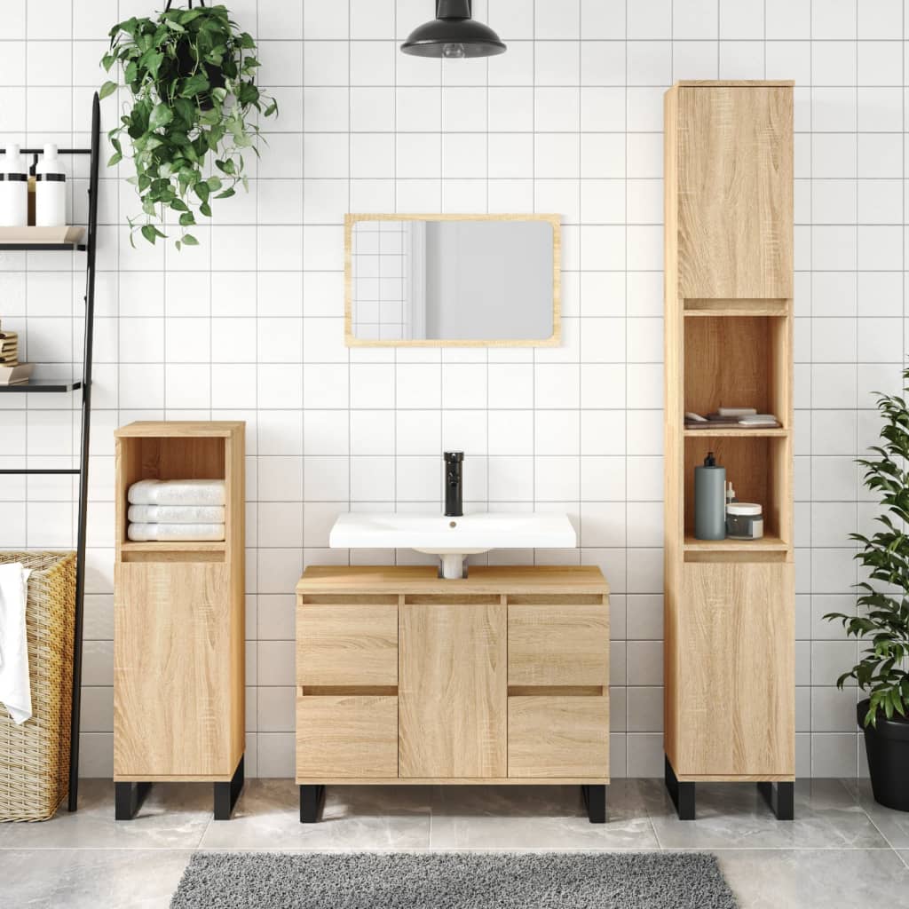 vidaXL Badschrank Sonoma-Eiche 30x30x100 cm Holzwerkstoff