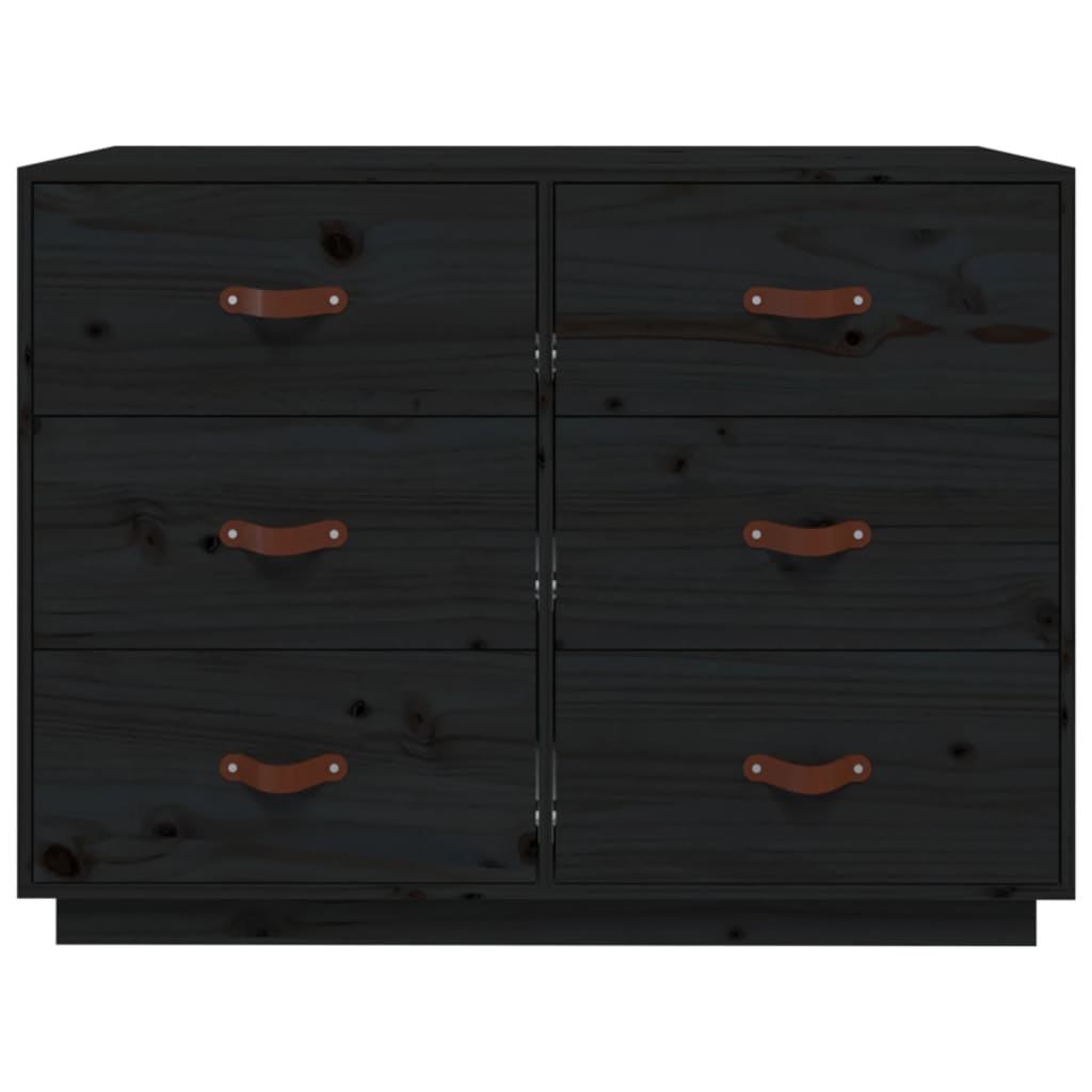 vidaXL Sideboard Schwarz 100x40x75 cm Massivholz Kiefer