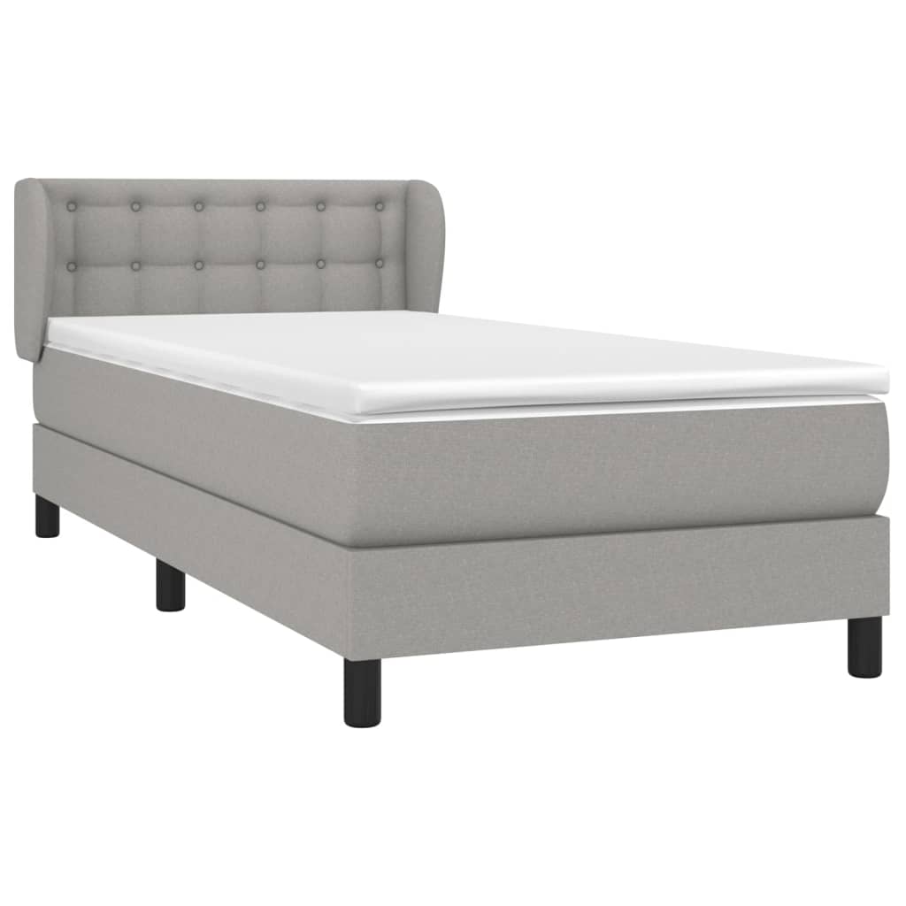 vidaXL Boxspringbett mit Matratze Hellgrau 90x190 cm Stoff