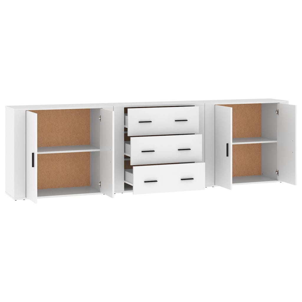 vidaXL Sideboards 3 Stk. Weiß Holzwerkstoff