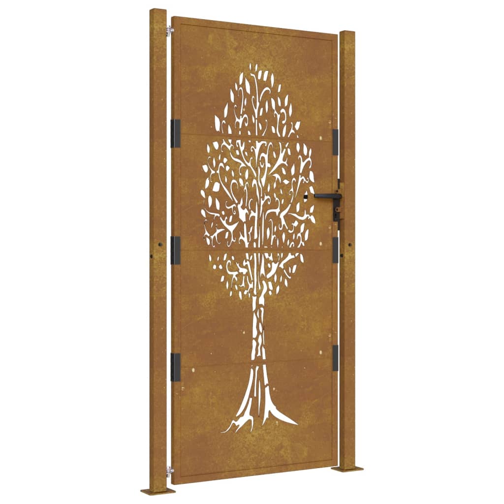 vidaXL Gartentor 105x180 cm Cortenstahl Baum-Design