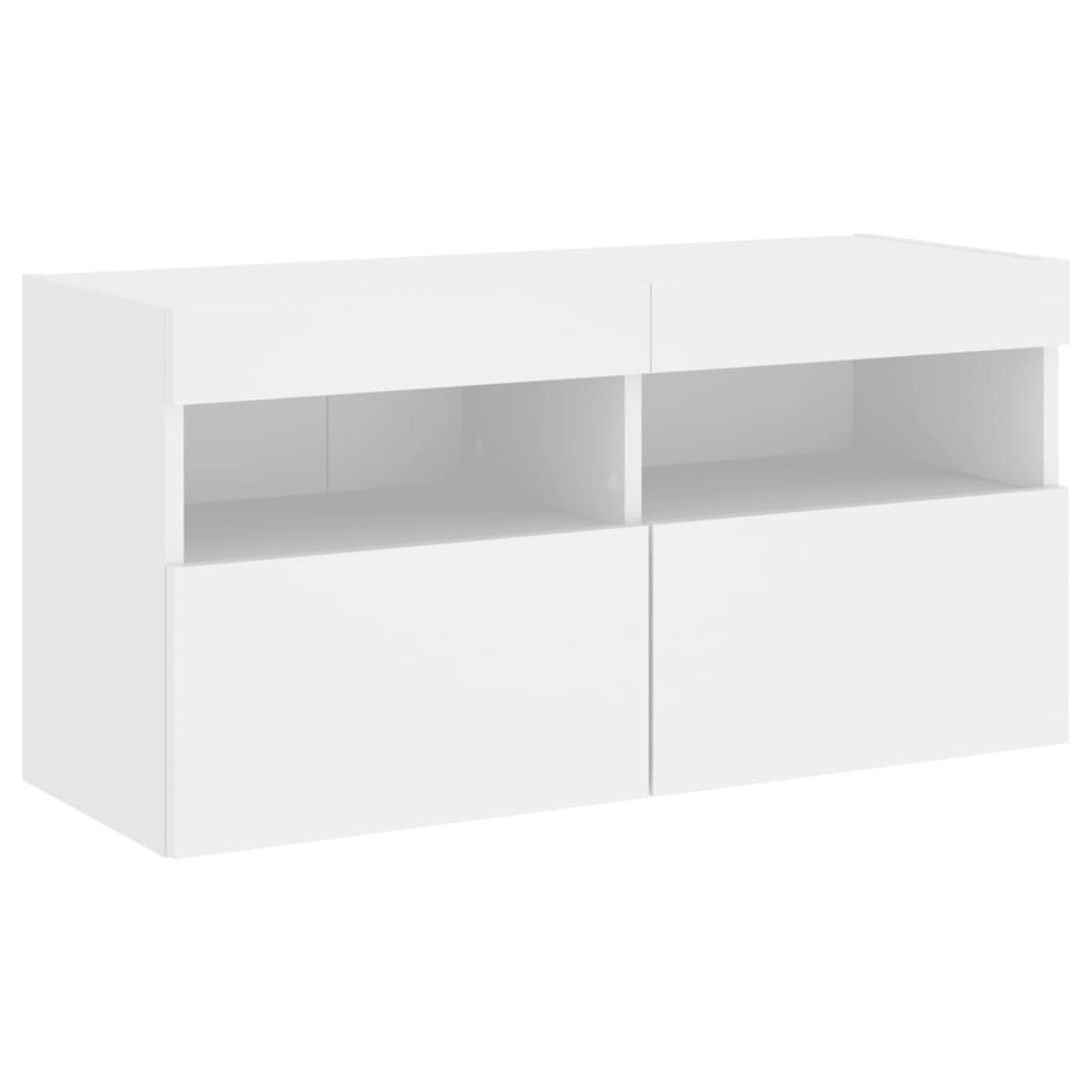 vidaXL TV-Wandschrank mit LED-Leuchten Weiß 80x30x40 cm