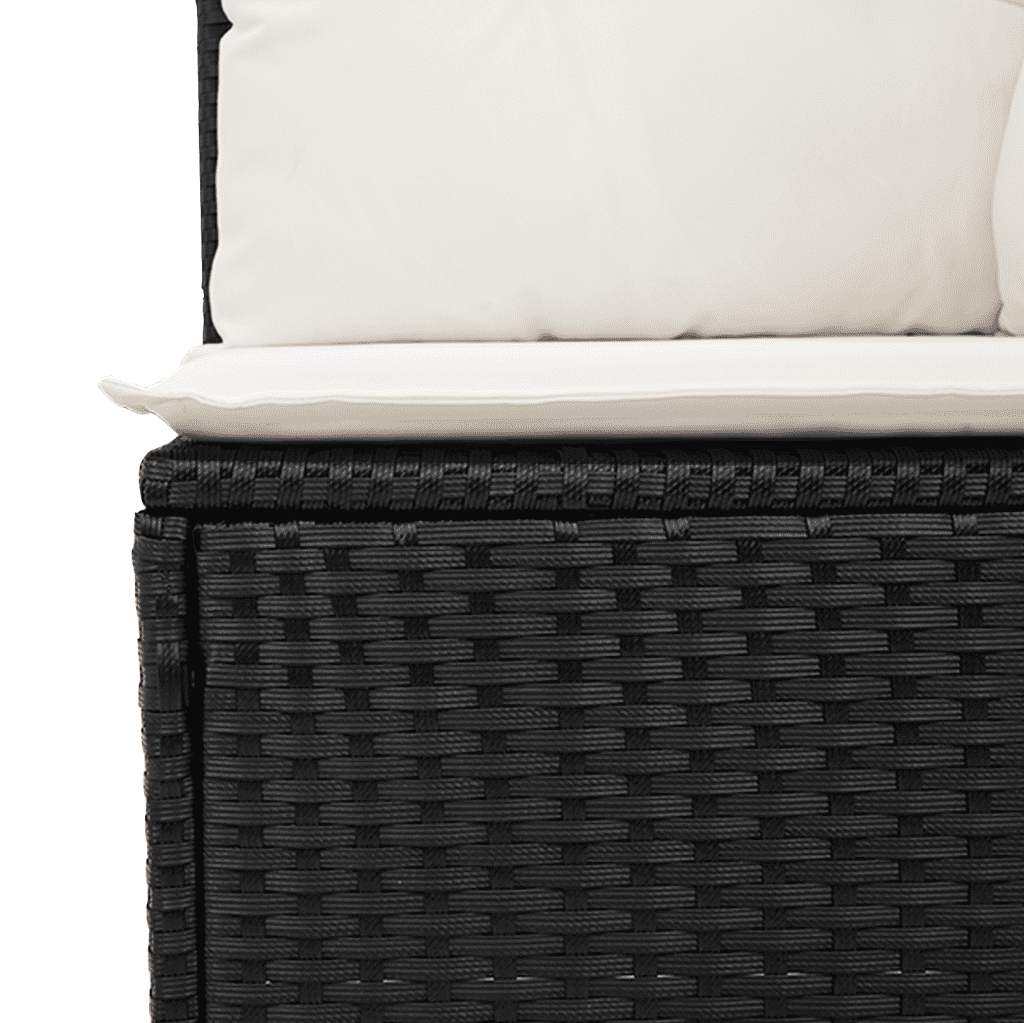 vidaXL 6-tlg. Garten-Sofagarnitur mit Kissen Schwarz Poly Rattan