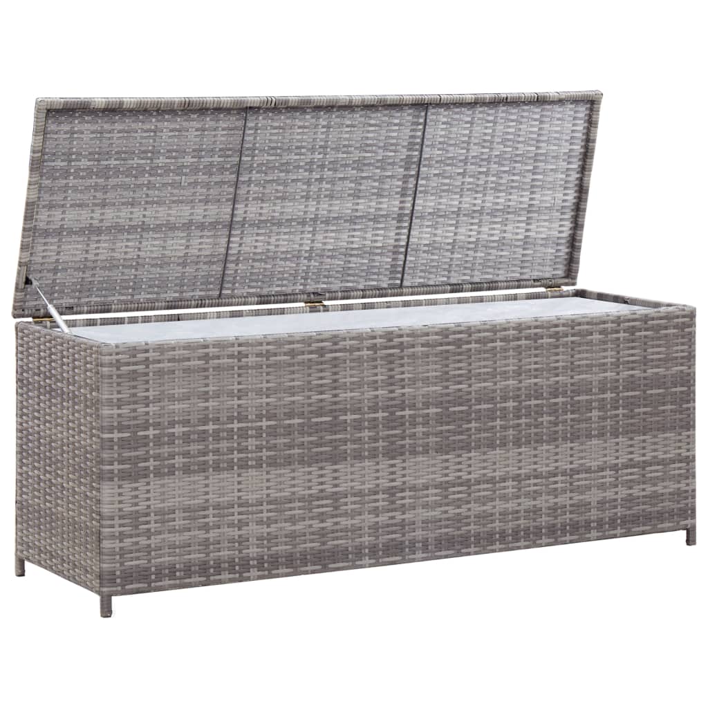 vidaXL Garten-Auflagenbox Grau 150x50x60 cm Poly Rattan