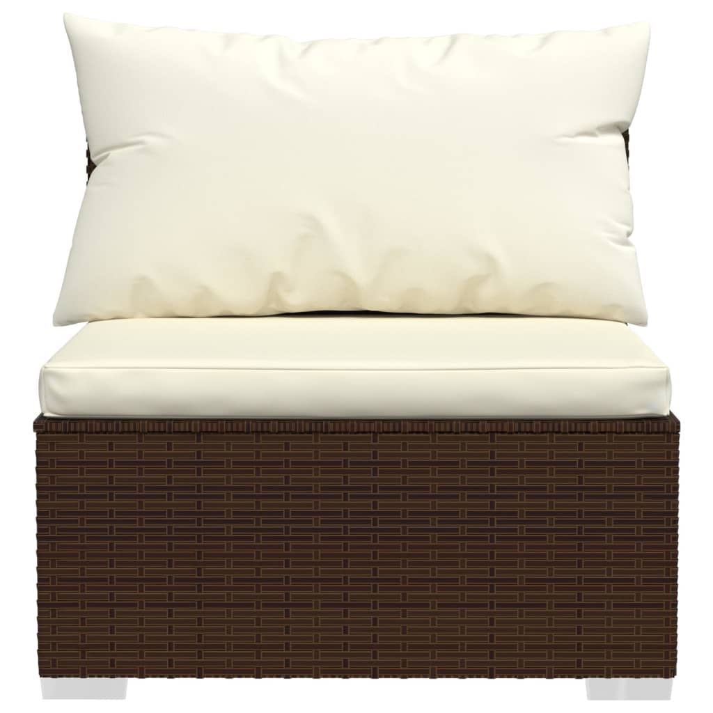 vidaXL 5-tlg. Garten-Lounge-Set mit Kissen Poly Rattan Braun