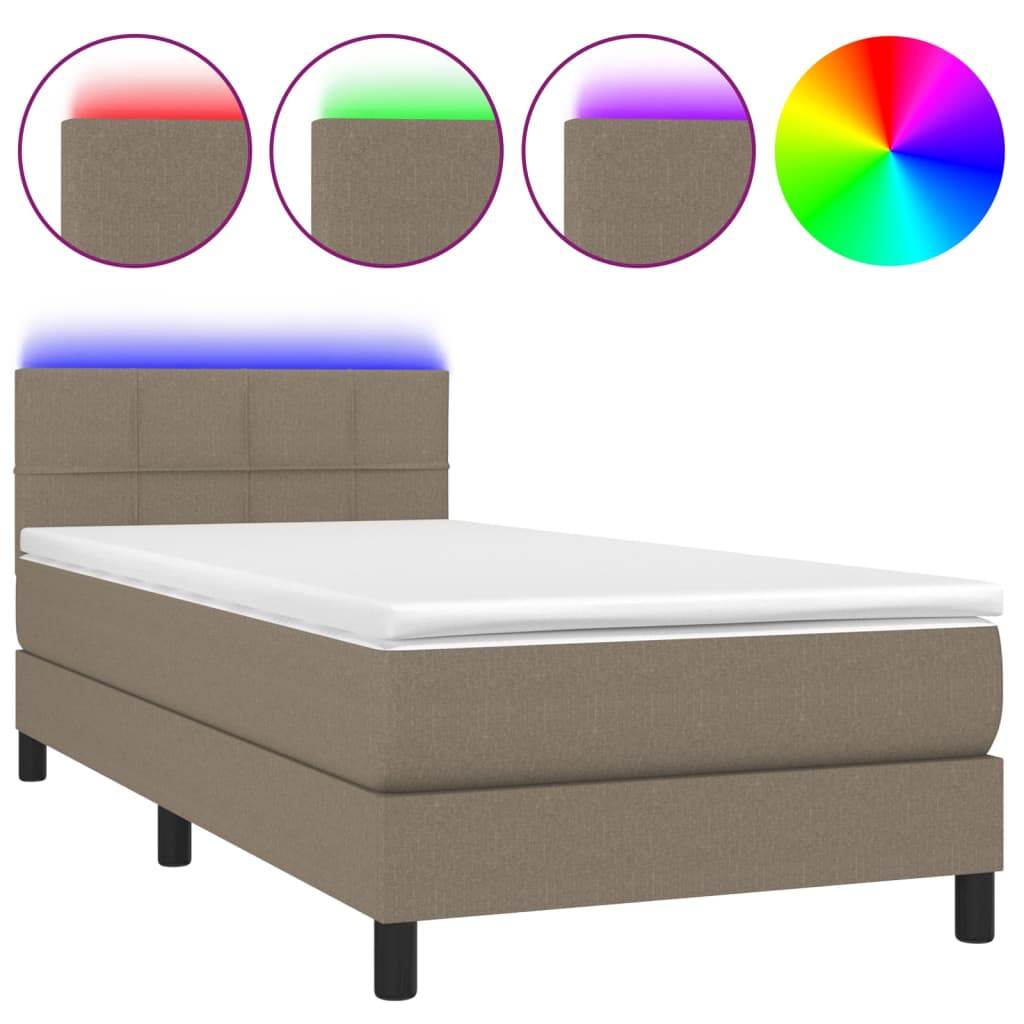 vidaXL Boxspringbett mit Matratze & LED Taupe 80x200 cm Stoff