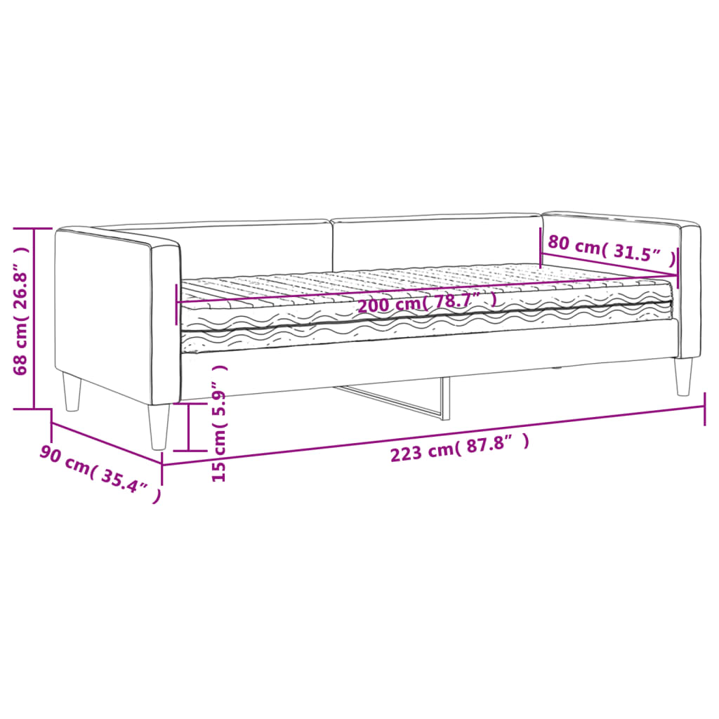 vidaXL Tagesbett mit Matratze Dunkelgrau 80x200 cm Stoff