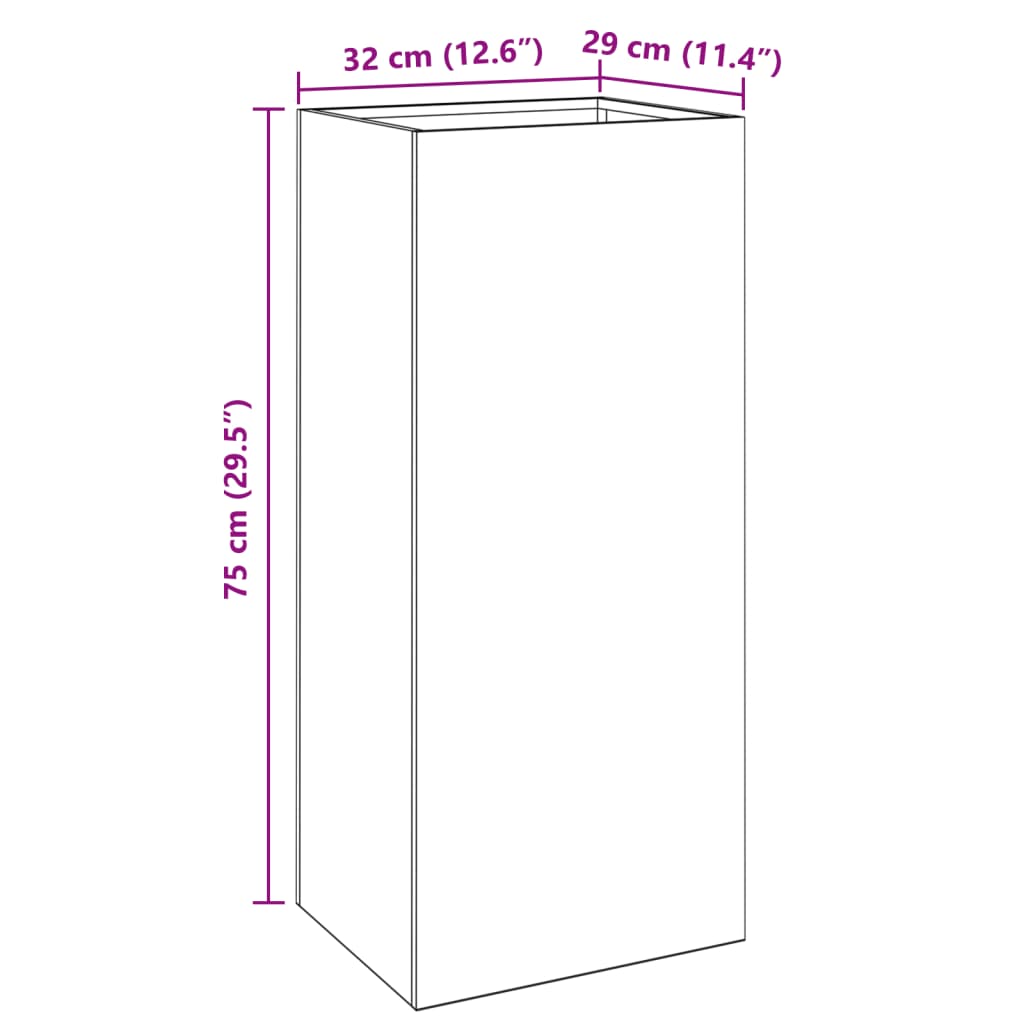 vidaXL Pflanzkübel Anthrazit 32x29x75 cm Kaltgewalzter Stahl