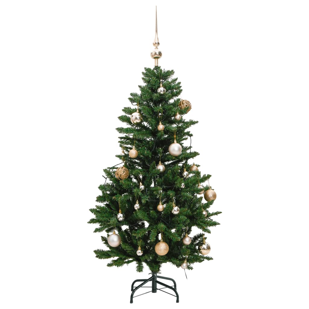 vidaXL Künstlicher Weihnachtsbaum Klappbar 150 LEDs & Kugeln 150 cm