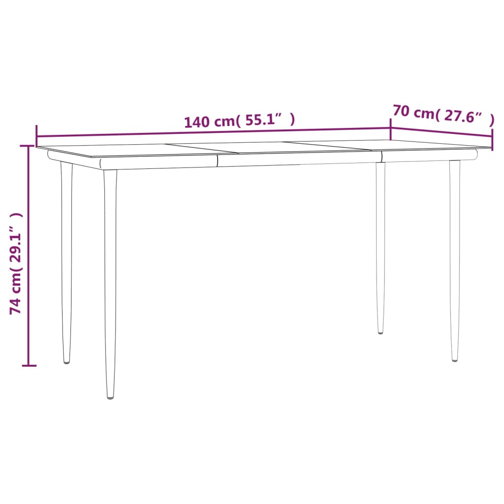 vidaXL 7-tlg. Garten-Essgruppe Poly Rattan und Stahl