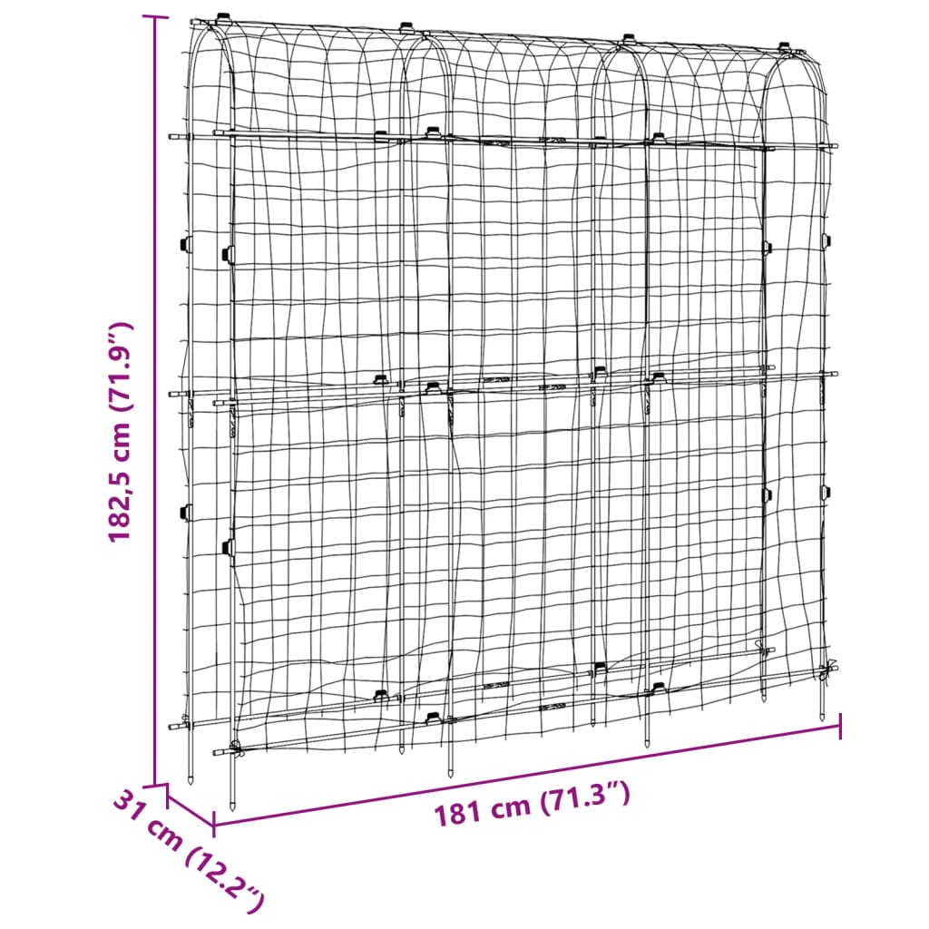 vidaXL Pflanzennetz U-Rahmen 181x31x182,5 cm Stahl