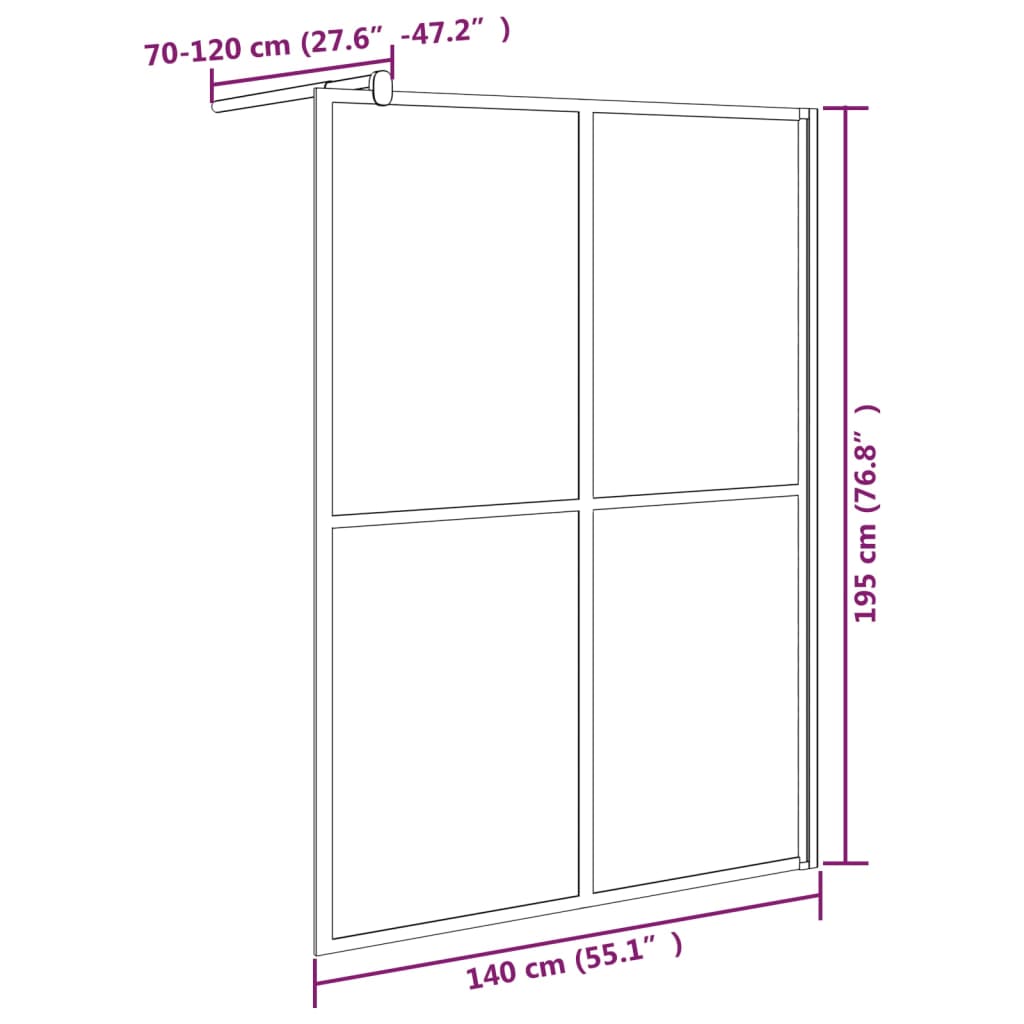 vidaXL Duschwand für Walk-in Dusche 140x195 cm Dunkles Sicherheitsglas