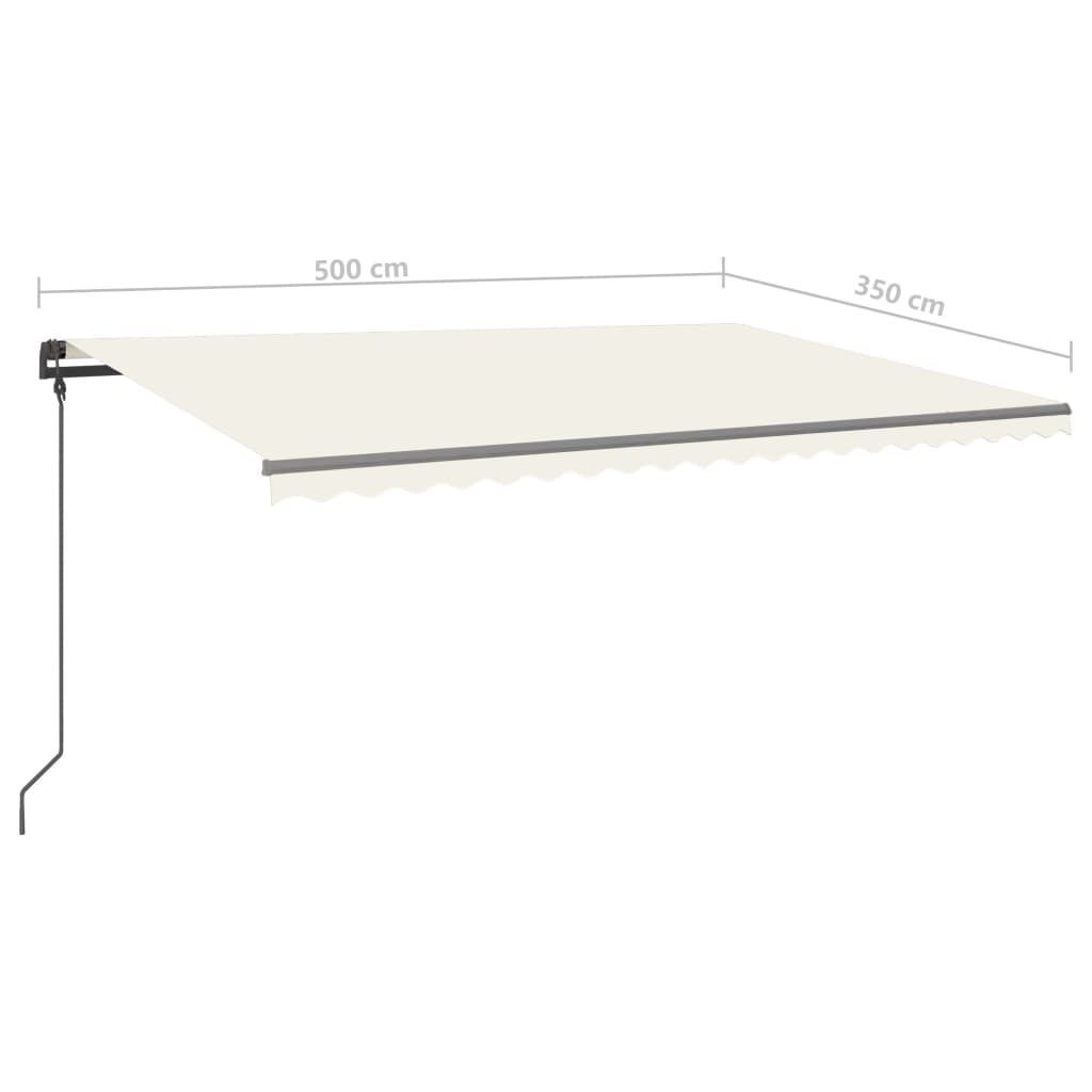 vidaXL Markise Manuell Einziehbar mit LED 5x3,5 m Creme