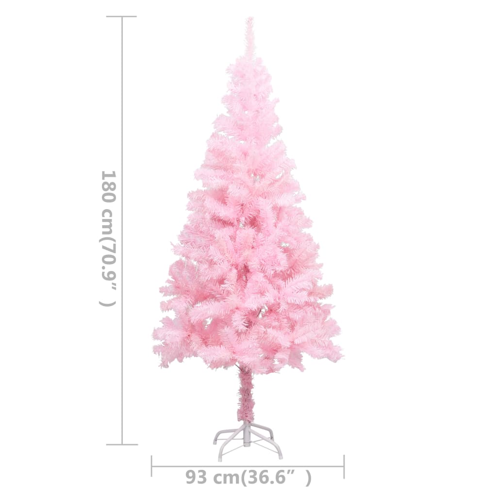 vidaXL Künstlicher Weihnachtsbaum mit Beleuchtung & Kugeln Rosa 180cm