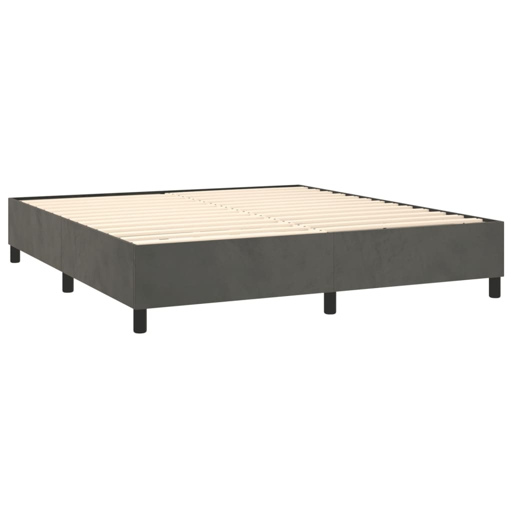 vidaXL Boxspringbett mit Matratze Dunkelgrau 160x200 cm Samt